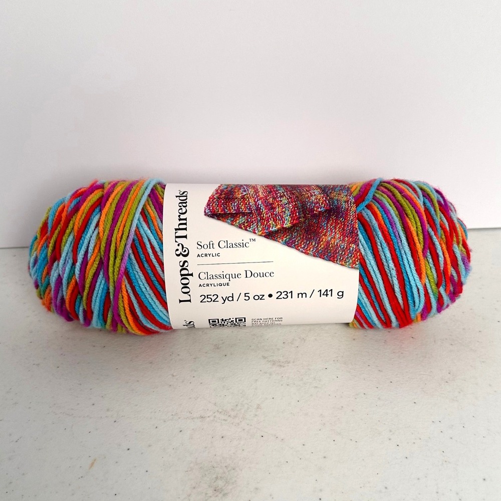 Loops & Threads Soft Classic Acrylic Yarn Fiesta Multi 5oz 252yd Medium 4 Weight
